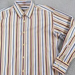 Visconti Uomo Shirt Mens XXL Colorful Rainbow Striped Button Up Dress Casual